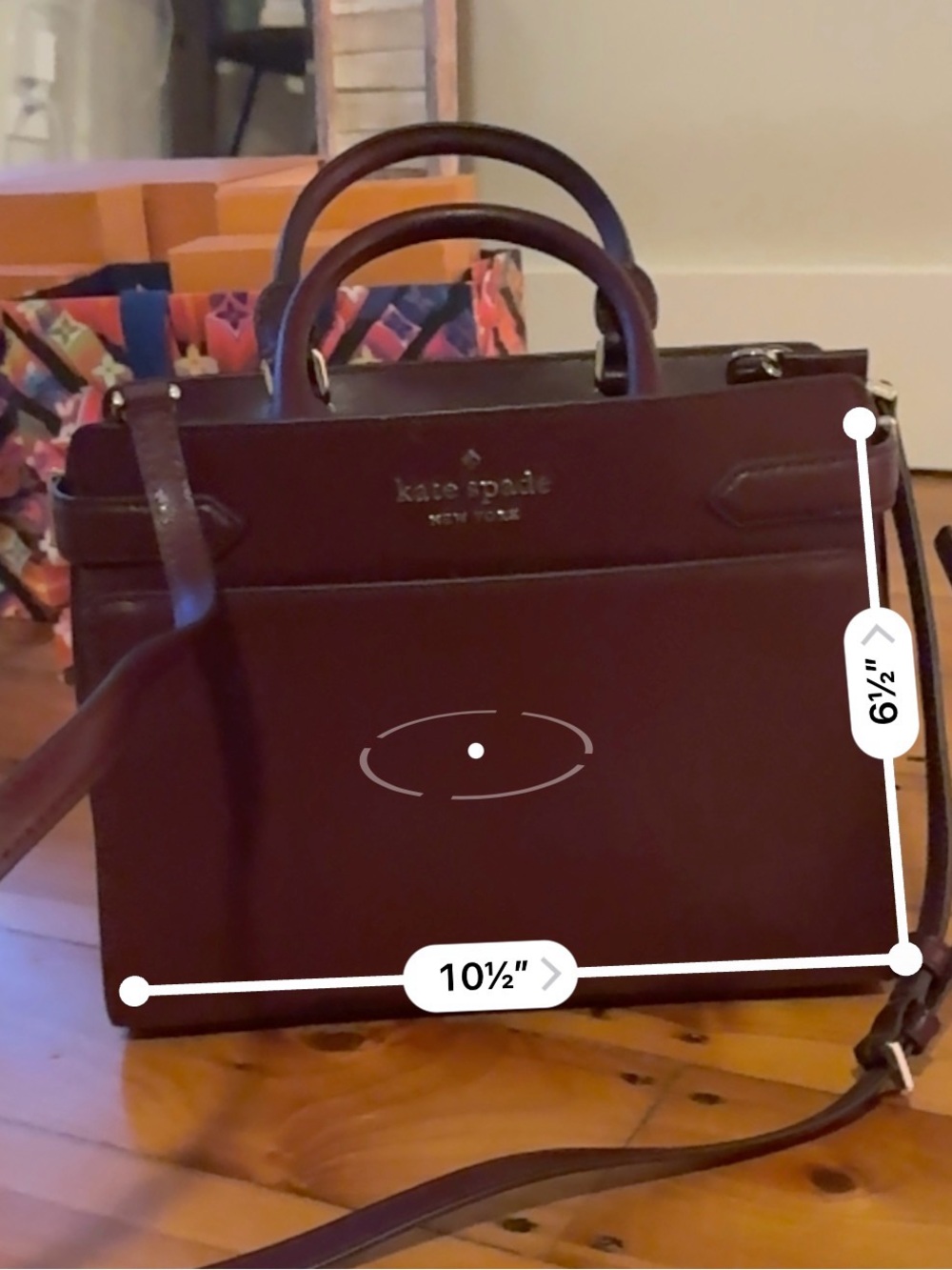 kate spade burgundy leather top-handle satchel - Picture 3 of 4